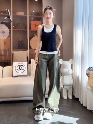 超好看设计感美式复古辣妹弯刀裤百搭显瘦多口袋阔腿工装休闲裤