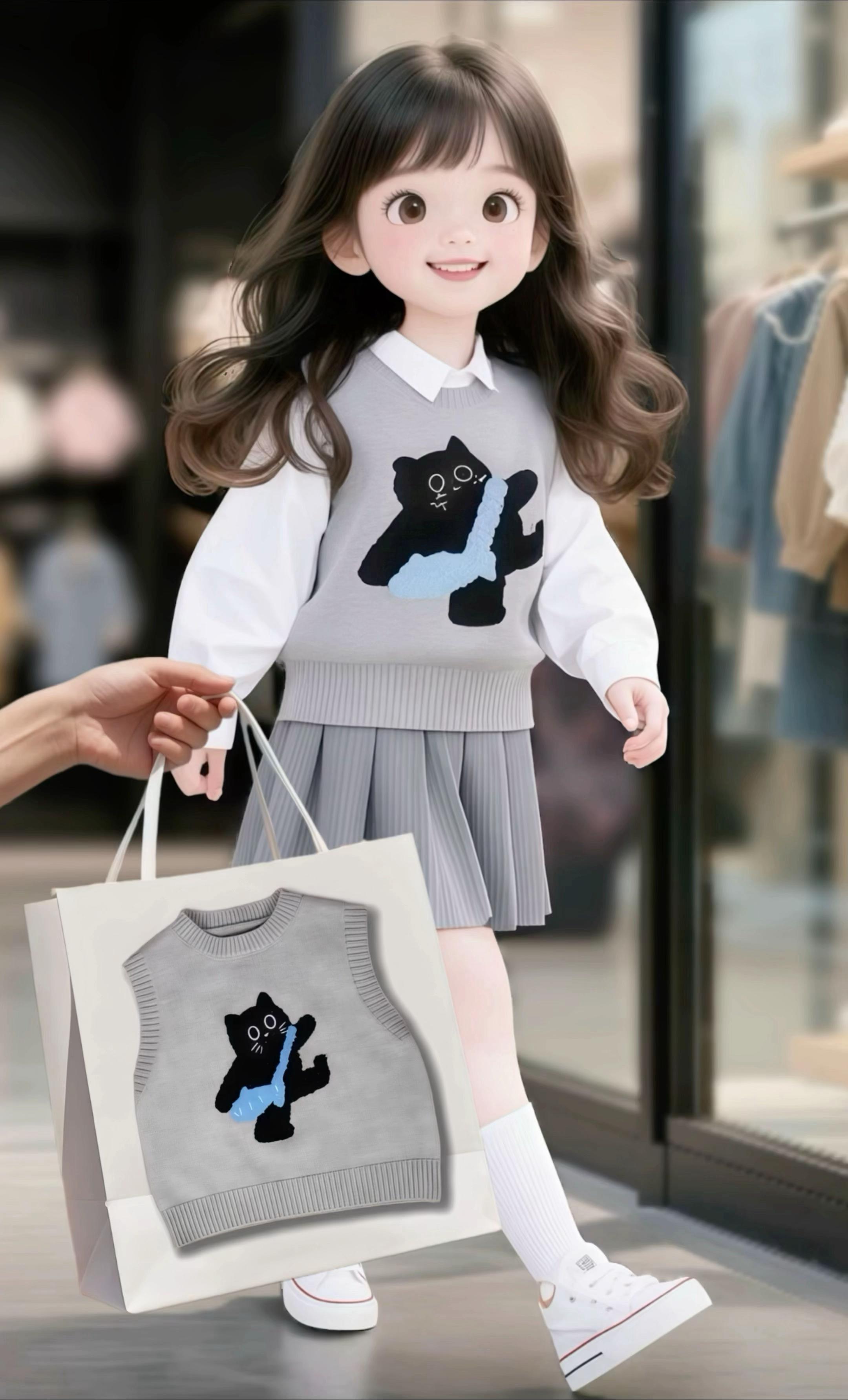总想给你全世界的美好, 原来你就是最美好的存在。 #针织马甲 #秋日氛围感 #萌娃穿搭 #生女儿就是用来打扮的 #高品质童装