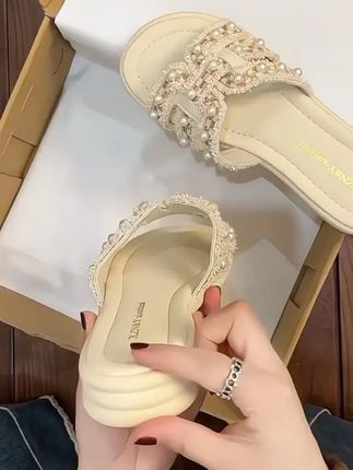 凉拖鞋女2025夏季韩版网红新款珍珠仙女风软底外穿防滑平底半拖鞋#夏季凉鞋 #半拖鞋#夏季#新款#软底