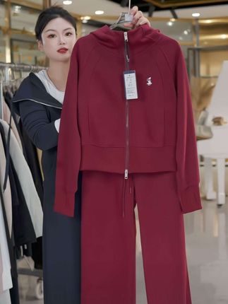 POLO Gwon/秋季新品休闲潮美显瘦连帽拉链衫阔腿裤女士套装ZS076#休闲套装#气质套装#套装推荐#初秋新款#新款上新
