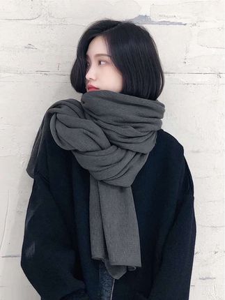 韩版纯色针织毛线围巾女秋冬季加厚保暖学生情侣围脖男百搭披肩潮#秋冬穿搭 #配饰的重要性 #配饰分享 #配饰搭配 #高级穿搭