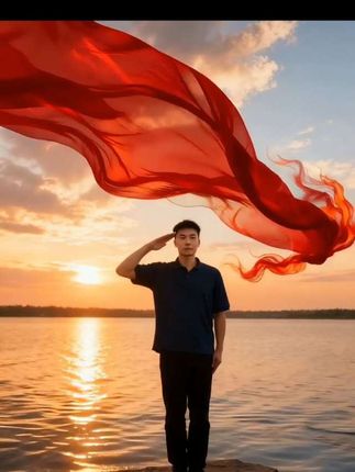红日升在东方,期道上满霞光。#万疆国风变装好大气