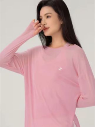 DK2025夏爆款新款女士运动长袖罩衫宽松高颜值瑜伽服夏季薄款#宽松t恤 #罩衫#运动罩衫#宽松罩衫#瑜伽服