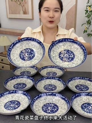 青花瓷盘子、高温釉下彩工艺、满彩满绘非常漂亮、无铅无铬健康陶瓷材质 #青花瓷盘子 #高颜值青花瓷盘子 #青花瓷陶瓷盘子