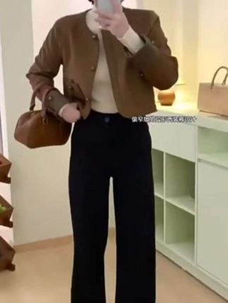 高腰休闲西装裤#高腰遮肉阔腿裤#时尚休闲裤