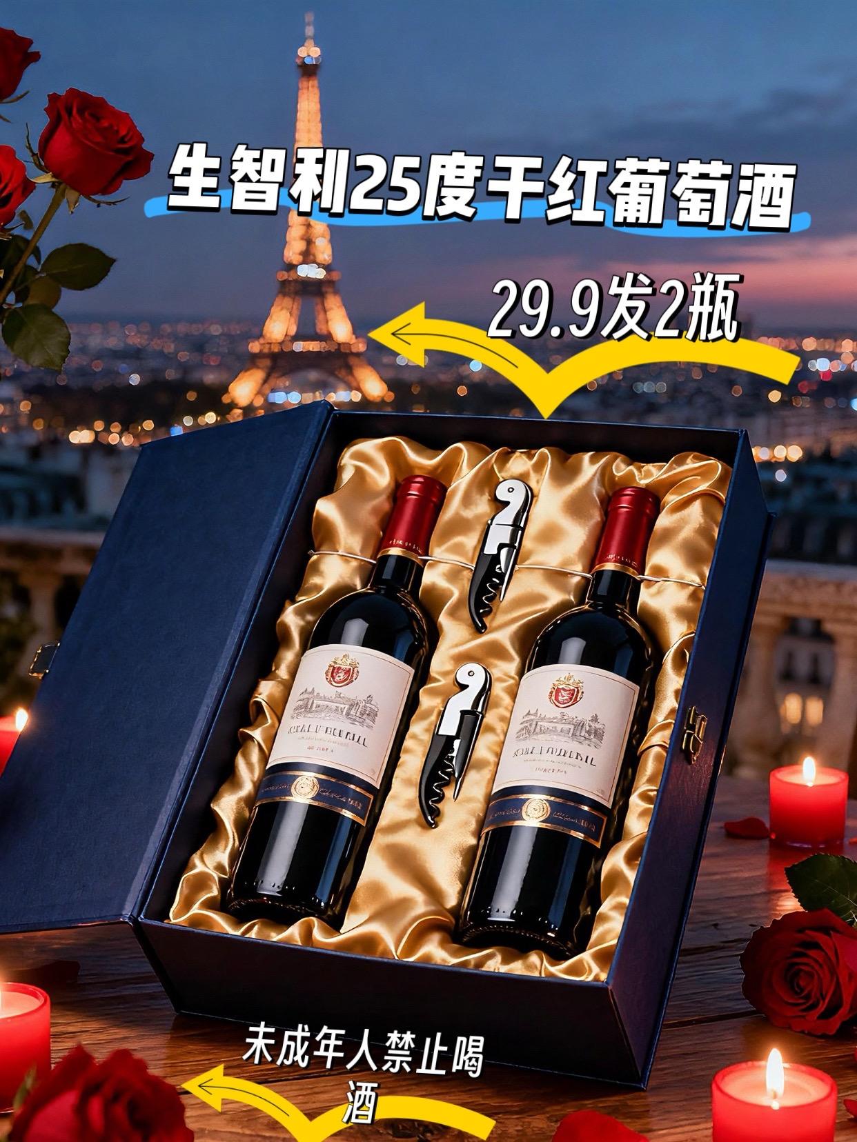 智利进口干红葡萄酒!这价29.9到手两大瓶,每人限购一单#红酒