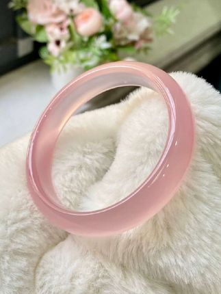 玛瑙玉髓宽胎手镯,高品冰透桃粉玉镯送女友礼物多样性发一#手镯 #玉髓手镯#玉手镯 #女友礼物 #手镯控