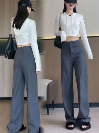 #休闲西装裤女 #高腰裤显腿长 #直筒裤女 #阔腿裤 #高个子穿搭