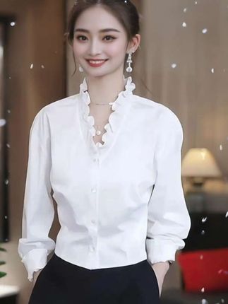 秋季法式衬衫上衣#时尚女装穿搭 #穿出自己的风格 #巨量千川