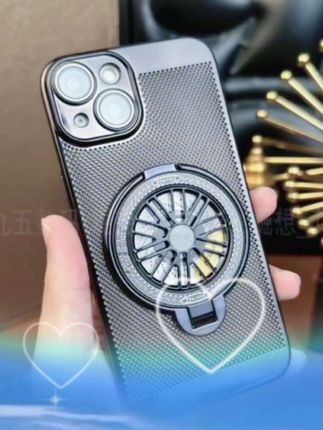 【旋转陀螺支架+带高清镜头膜】适用苹果13超薄散热手机壳电镀硬壳