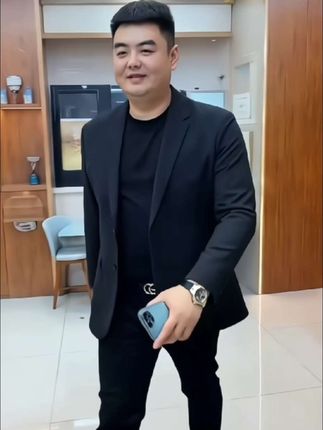 孙大漂亮休闲西装外套男款秋季上装百搭黑色商务西服暴徒系扣上班