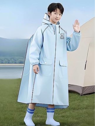 学生长款全身防暴雨男孩女生带书包位#儿童雨衣防水透气 #学生雨衣