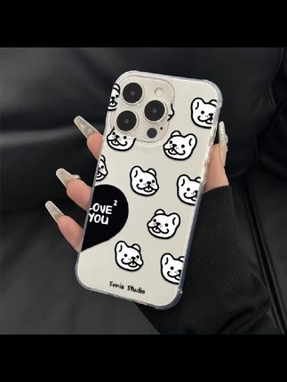 IMD情侣爱心猫狗适用iPhone16手机壳oppo创意vivo华为荣耀小米15#网红手机壳