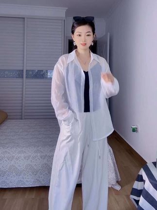 时尚洋气防晒衣2025年夏季新款, 女装长袖宽松透气蕾丝拼接空调衫外搭#谁穿谁好看#防晒衬衫#女生穿搭#休闲百搭