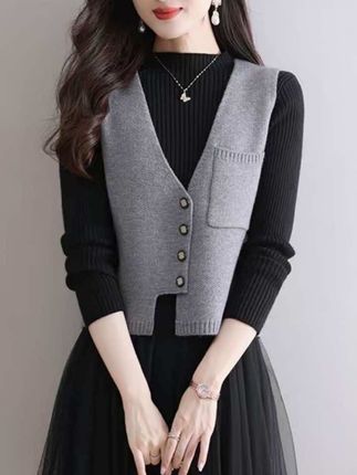 小个子上衣针织毛线国风马甲女2025秋冬新款新中式马夹短款羊毛衫#强烈推荐 #上热搜 #舒适百搭 #日常分享