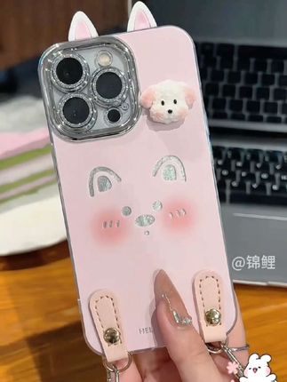 小狗公仔适用苹果15华为vivo/oppo小米 iPhone16精孔羽纱纹手机壳#手机壳 #这个手机壳真的长在我心巴上了 #好物推荐🔥 #挂绳手机壳