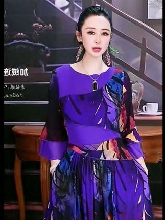 女装连衣裙弹力印花#太漂亮了#优雅时尚洋气#谁穿谁好看