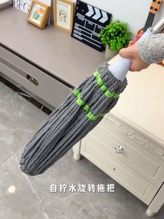 免手洗自拧水旋转拖把,干湿两用设计,新款大墩布一拖就干净!#家居必备好物