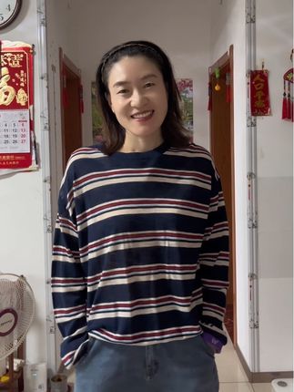 #条纹T恤 #条纹罩衫 #慵懒风穿搭 #条纹控看过来 #韩系条纹针织衫