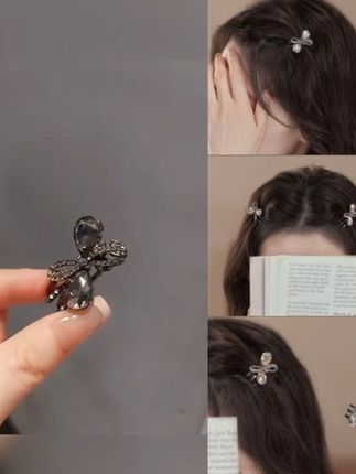 高级感前额侧边碎发夹刘海夹小号闪钻蝴蝶结鸭嘴夹子水晶发卡头饰#头饰 #水晶发夹 #鸭嘴夹 #爆款热卖中 #夹子推荐