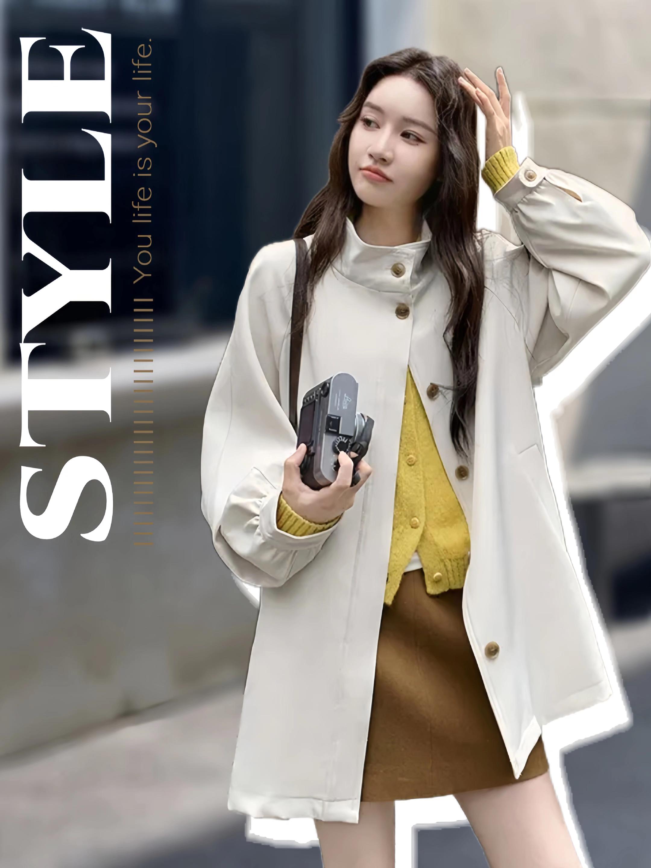 米白色风衣女中长款 #穿搭 #外套 #穿出高级感 #今日分享 #时尚穿搭