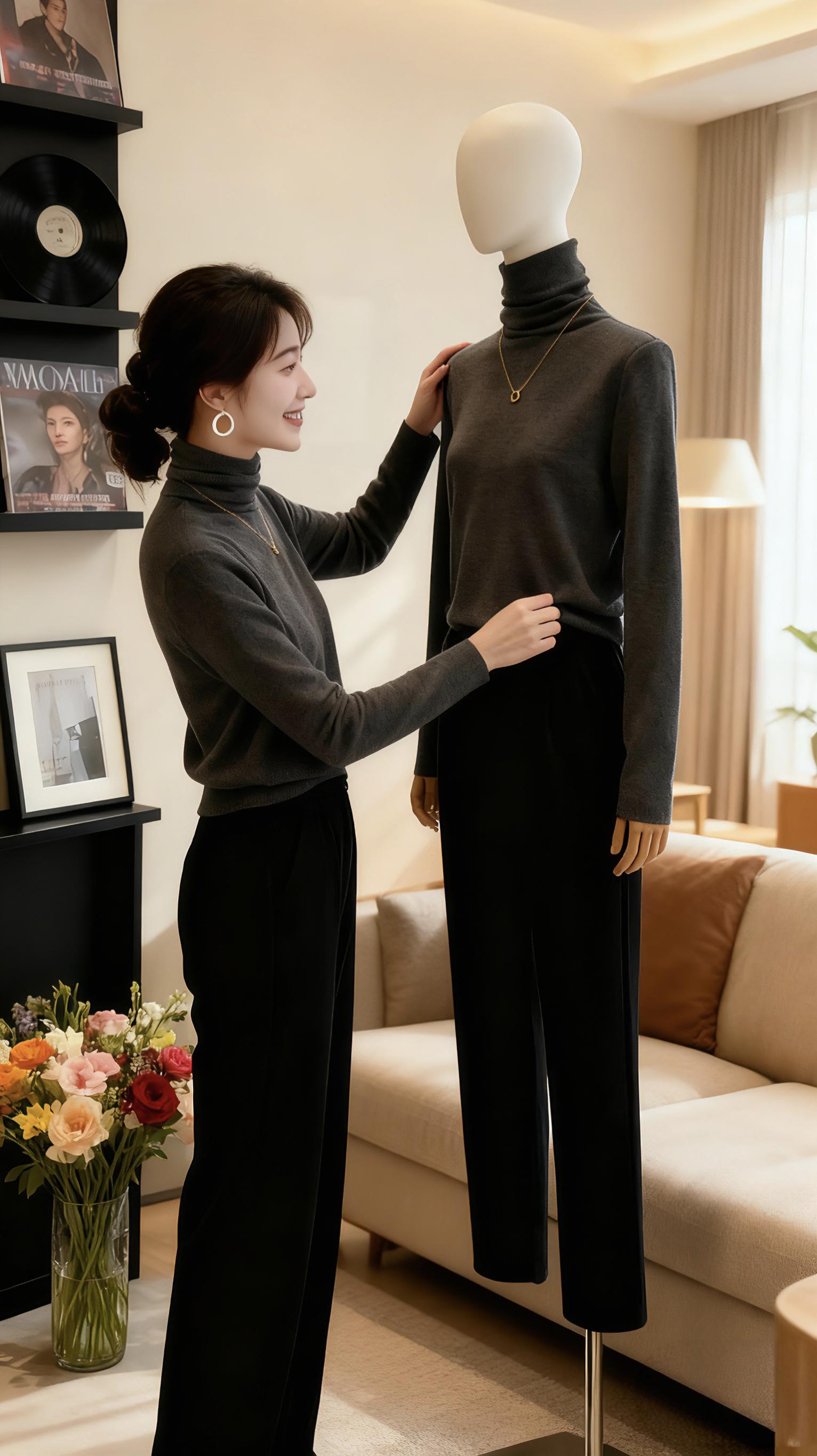 高级灰堆堆领大衣外套内搭打底上衣长袖针织衫女2025秋季新款毛衣#高级感穿搭 #轻熟穿搭 #极简穿搭 #减龄气质 #穿搭小心机 @抖加🔥上热门🔥dou+🔥热点宝