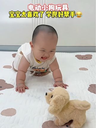 这个仿真毛绒小狗狗也太可爱了吧!会走会叫还会摇尾巴,宝宝玩了一下午,不哭不闹,太喜欢了#宝宝玩具 #哄娃神器