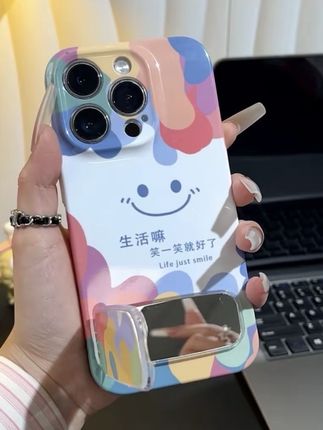 BANCA彩色涂鸦笑脸适用苹果16手机壳iPhone支架华为vivo小米oppo#支架手机壳 #网红手机壳 #手机壳 #笑脸手机壳