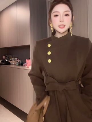 #气质轻熟风 #简约大气 #风衣外套中长款 #呢子大衣 #收腰外套女