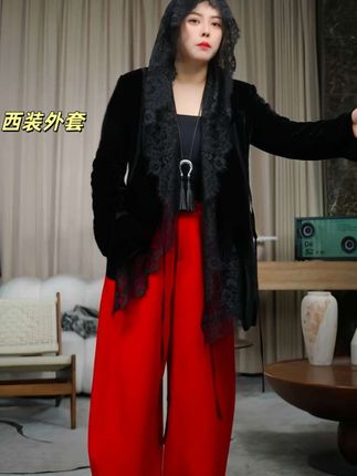 #预制国庆出游穿搭 #这件黑色丝绒西装外套的瞬间,高级感直接炸穿屏幕!#显瘦穿搭 #高级感穿搭 #好评不断 #