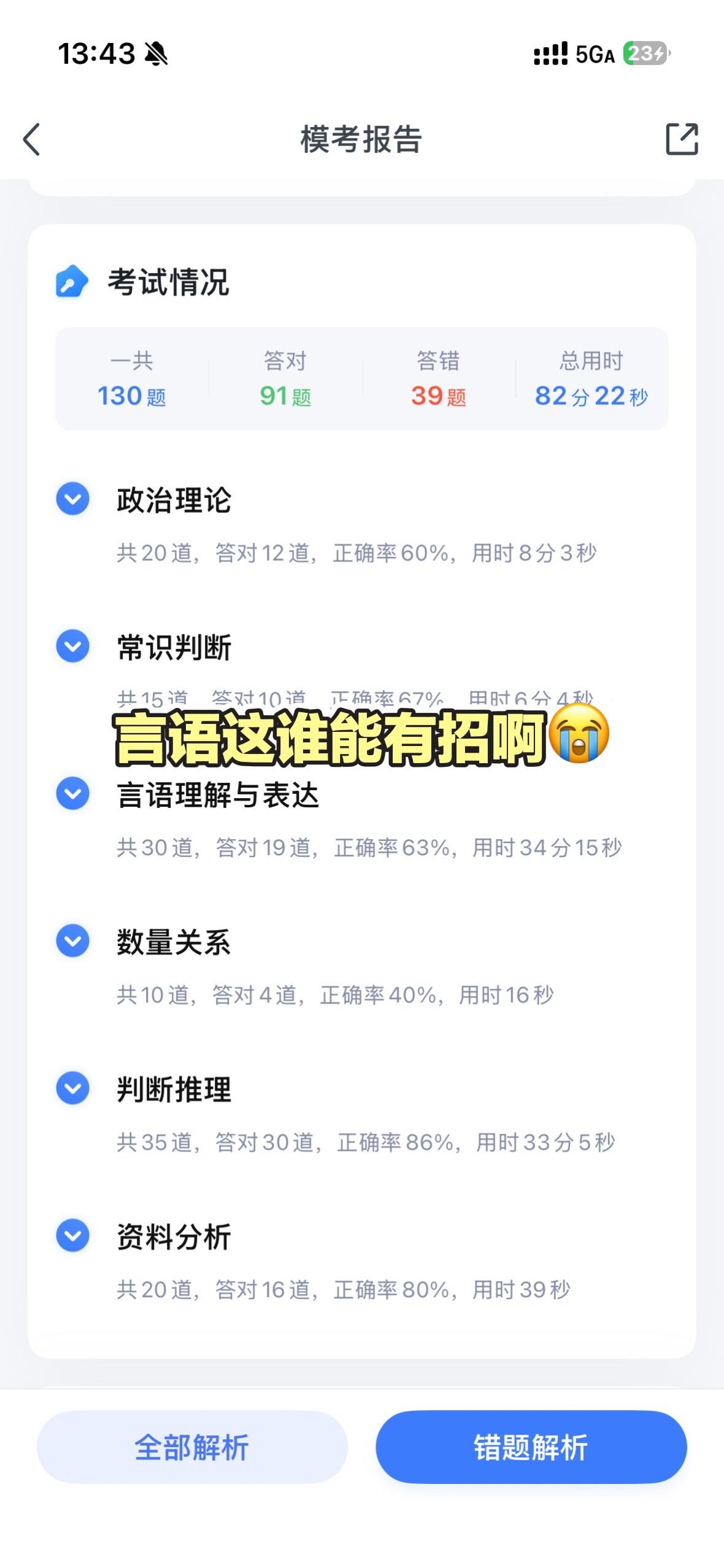 这不是破防了吗!言语到底是怎么了🥲#粉笔模考 #国考 #言语理解 #花生十三 #考公
