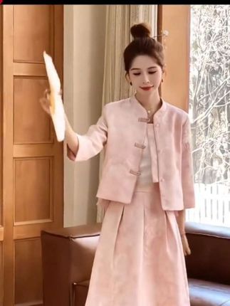 新中式时尚旗袍女2025新款外套半身裙上衣复古连衣裙洋气套装显瘦,