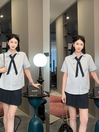 孕妇装2025夏季新款洋气舒适温柔短袖衬衫百搭甜美显瘦百褶裙套装#学院风穿搭 #衬衣穿搭 #气质范 #夏天穿搭 #套装两件套
