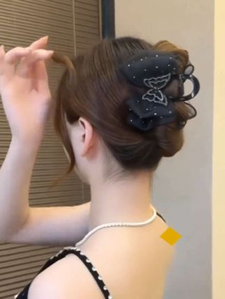 #头饰搭配 #网纱抓夹 #蝴蝶结发夹 #洋气时髦抓夹 #发饰发夹