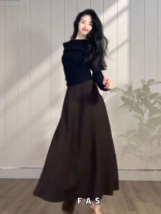 软糯羊毛针织半身裙女秋冬加长款大摆a字长裙显瘦冬季小个子伞裙 #穿搭#长款半身裙#面料柔软@抖音Dou+上热门 @抖音小助手