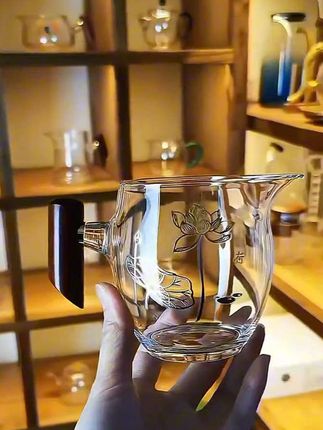 高档喜上眉梢玻璃公道杯加厚耐热单个匀杯茶具配件茶海分茶器#公道杯#木把公道杯#分茶器#茶器 #超便宜超划算