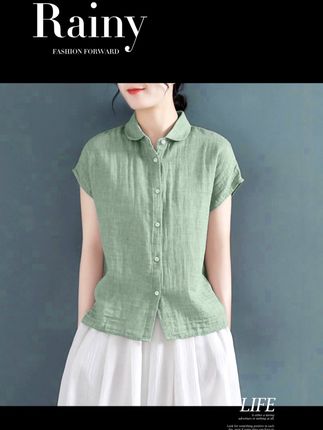休闲宽松棉麻衬衫#夏季穿搭 #引领时尚潮流 #高级感穿搭