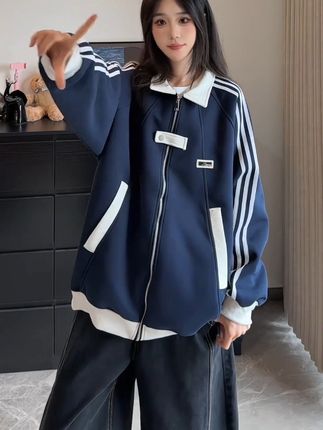 美式学院风卫衣外套 #卫衣外套 #学院风穿搭 #男女同款外套 #春秋穿搭 #痞帅