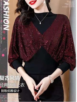 设计感蝙蝠袖秋装时尚收腰针织亮片显瘦百搭上衣#百搭上衣 #收腰显瘦 #洋气时尚 #设计感穿搭 #御姐穿搭 @DOU+小助手