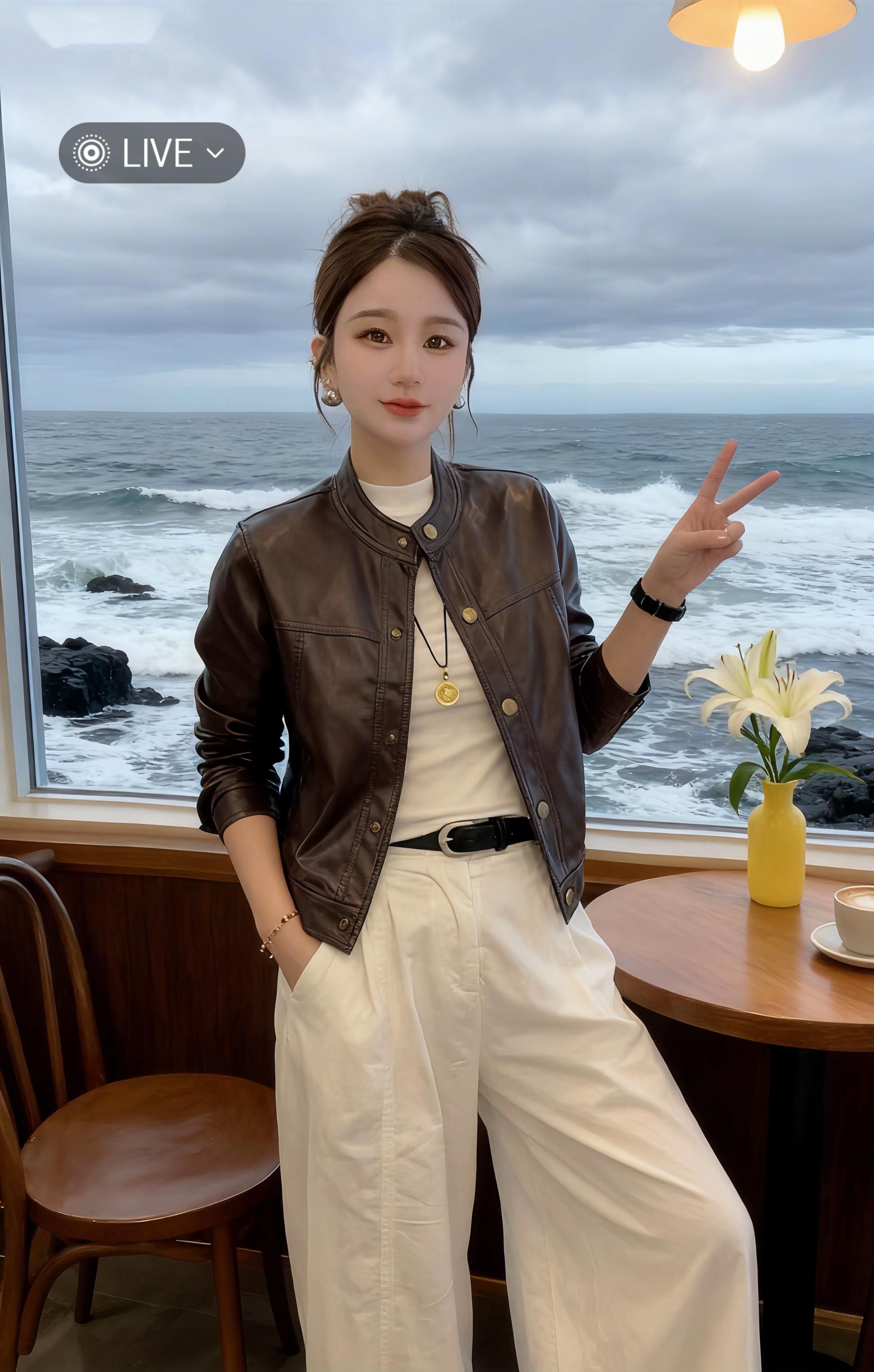 #这个秋天被琥珀系治愈了 #皮衣的正确打开方式 #小个子初秋显瘦穿搭 #琥珀流光风外套太适合秋天了 #当你坚持姐很贵的穿搭理念