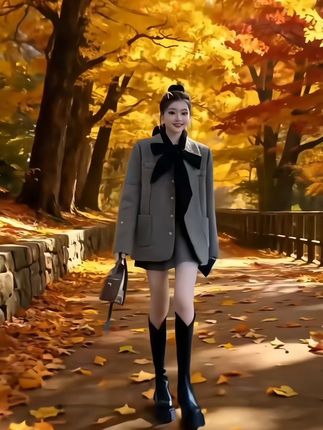 小香风时尚套装女春季款法式蝴蝶结西装外套高腰半身裙两件套 #小香风时尚套装#女春季款法式蝴蝶结西装外套高腰半身裙两件套#西装套装 #小香风半身裙套装@DOU+小助手
