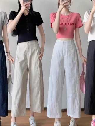 梨形小个子神裤夏季新款轻薄日系九分休闲裤#夏季穿搭 #高级感穿搭 #休闲裤 #百搭裤子 #韩系穿搭