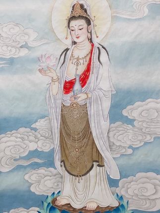观音菩萨#工笔画 #国画教程 #纯手绘 #结缘 #字画收藏