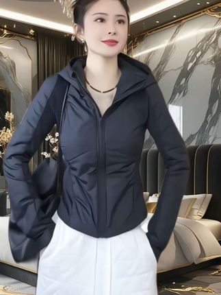 韩版夹绵加厚连帽短外套女2025年秋冬季新款修身气质洋气保暖上衣#轻薄透气 #减龄气质 #轻薄透气 #高级感穿搭