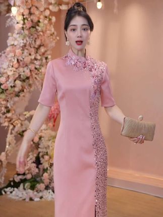 #新中式改良旗袍 #喜婆婆妈妈装旗袍 #改良旗袍连衣裙 #婚庆礼服 #新娘敬酒礼服