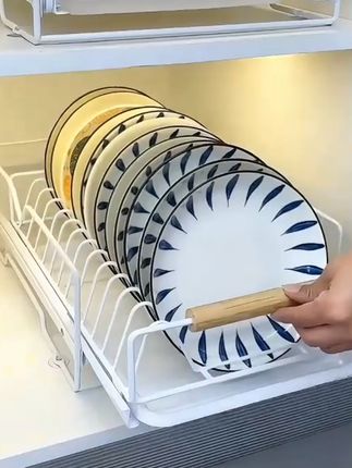碗碟收纳架橱柜抽屉式碗架拉篮#沥水置物架#碗碟收纳置物架 #厨房好物 #碗碟沥水架