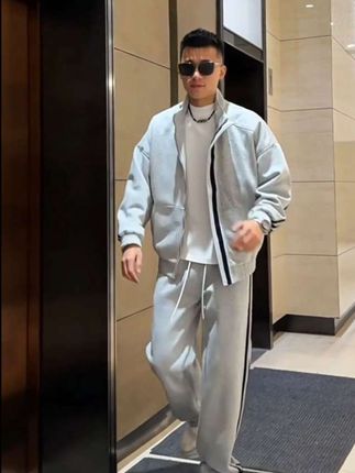 韩版潮流男士拼接立领长袖运动套装#品质男装 #运动套装男春秋 #帅气十足 #休闲穿搭