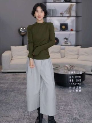 TT设计师【秋意浓】圆领长袖珍珠粉山羊绒弹力百搭打底衫#弹力打底衫#打底衫#轻奢女装 #时尚百搭 #爆款热卖中