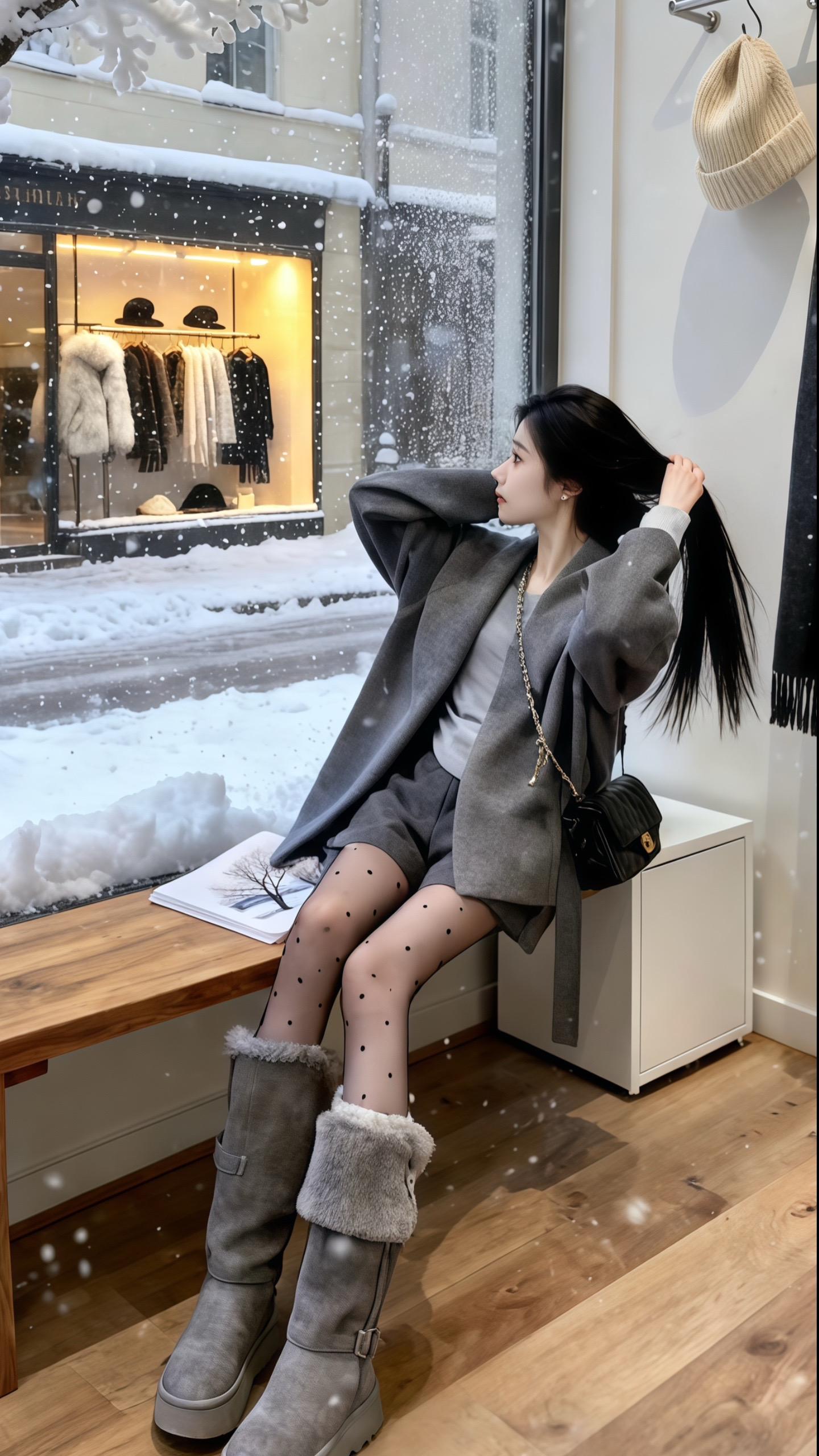 雨势渐大,玻璃上的水痕汇成细流往下淌。我望着窗外,忽然想起上周也是这样的雨天,你抱着刚买的画册冲进店里,雨珠顺着发梢滴在画册封面上,你却笑着把画翻开:“你看这页的雨景,和现在是不是一模一样?”那时你指尖点着画里的咖啡店,热气从你杯口冒出来,在玻璃上也呵出一片白雾,我们笑着用指尖在雾上画小太阳,直到雾散了,太阳也没出来。#穿出高级感 #只做高品质 #今日穿搭 #今日份穿搭ootd #每日穿搭种草