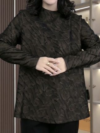 苏兰诺秋季新款大码气质百搭圆领宽松遮肉长袖上衣YT251260#大码女装 #宽松版型 #面料柔软舒适 #这么穿显瘦20斤 #显瘦穿搭